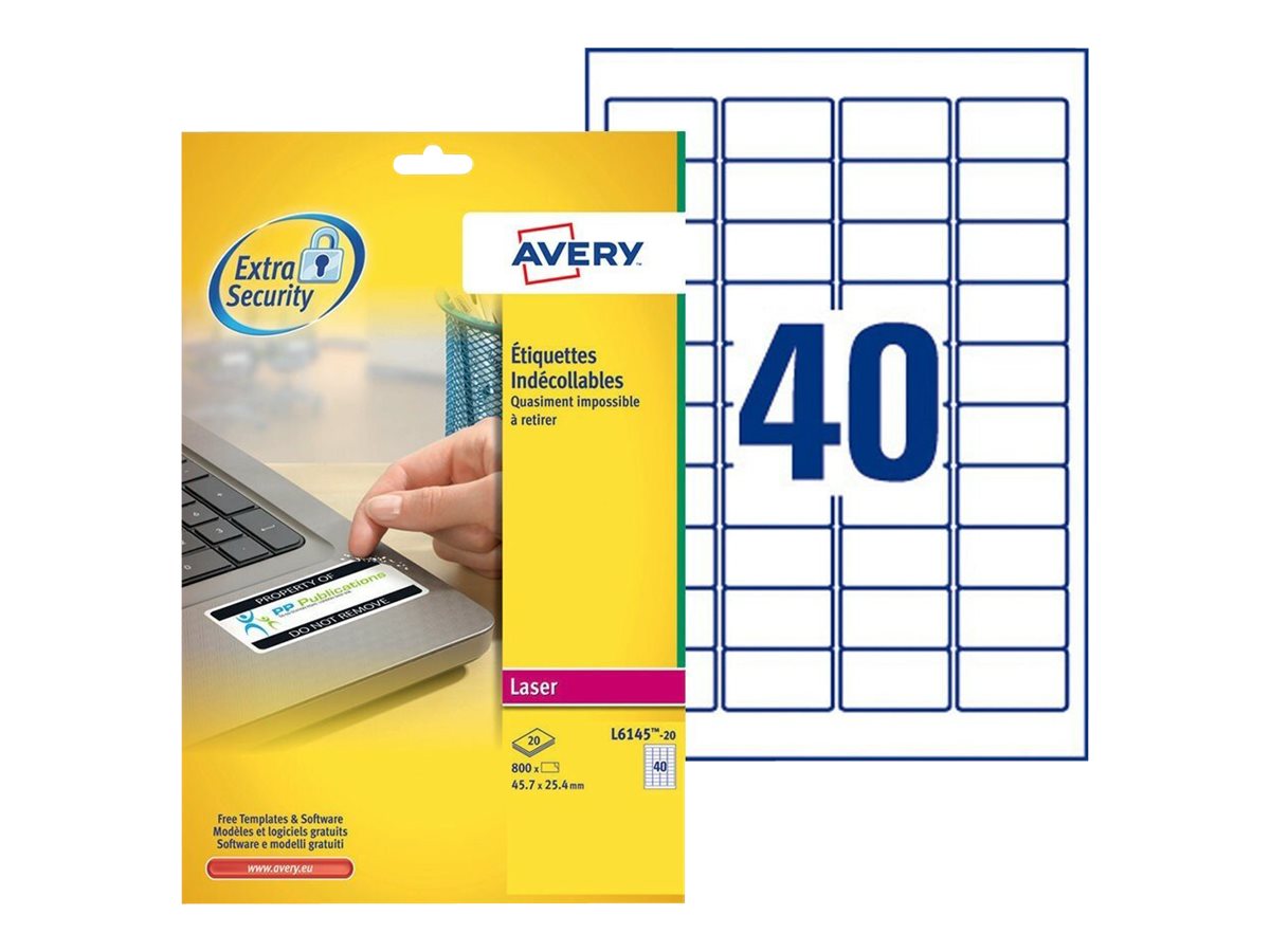 Avery NoPeel Labels L6145 Labels 800 Label s 25 4 X 45 7 Mm avery-nopeel-labels-l6145-labels-800-label-s-25-4-x-45-7-mm