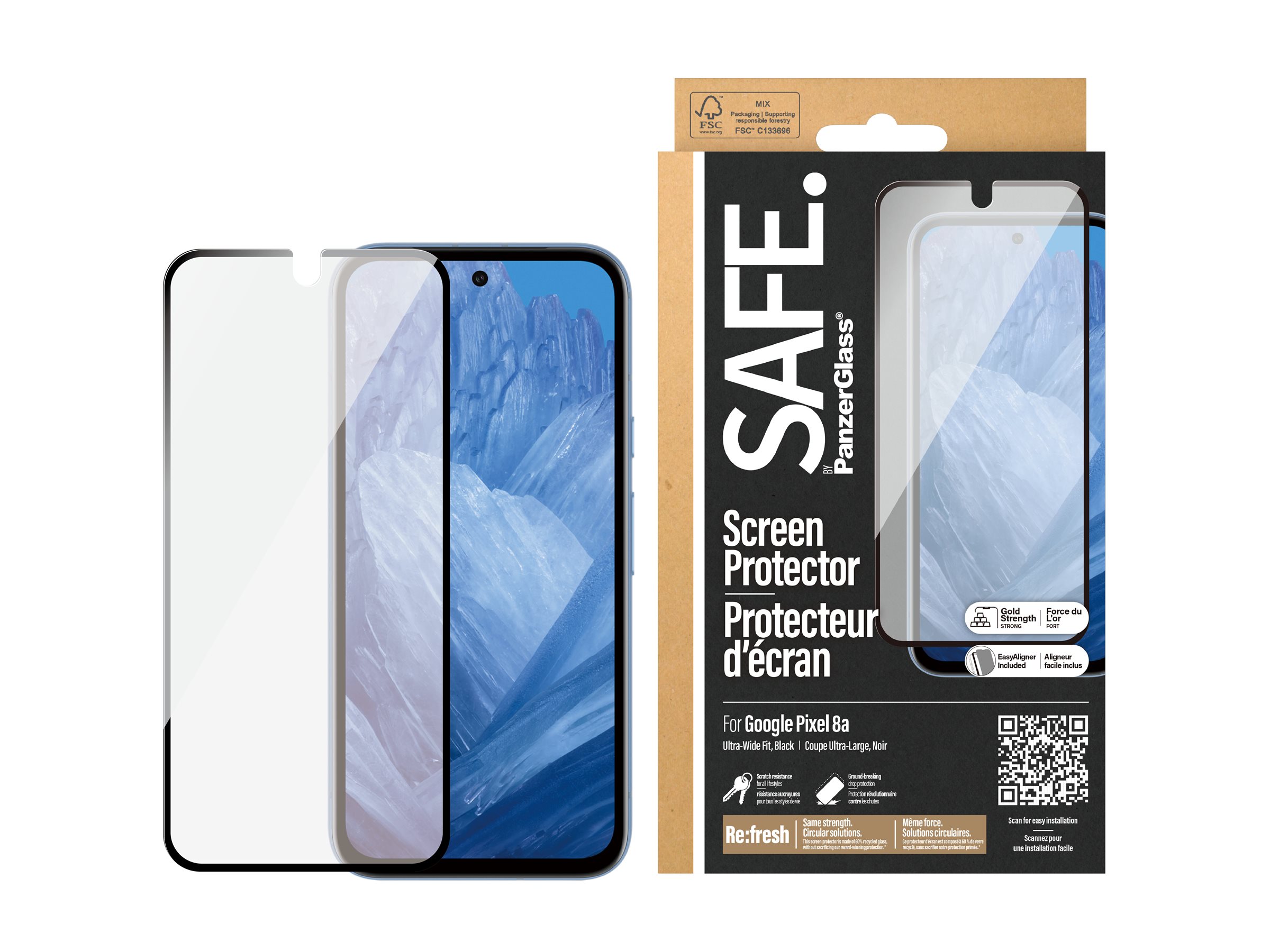 SAFE. by PanzerGlass Ultra-Wide Fit Screen Protector for Google Pixel 8A - Clear