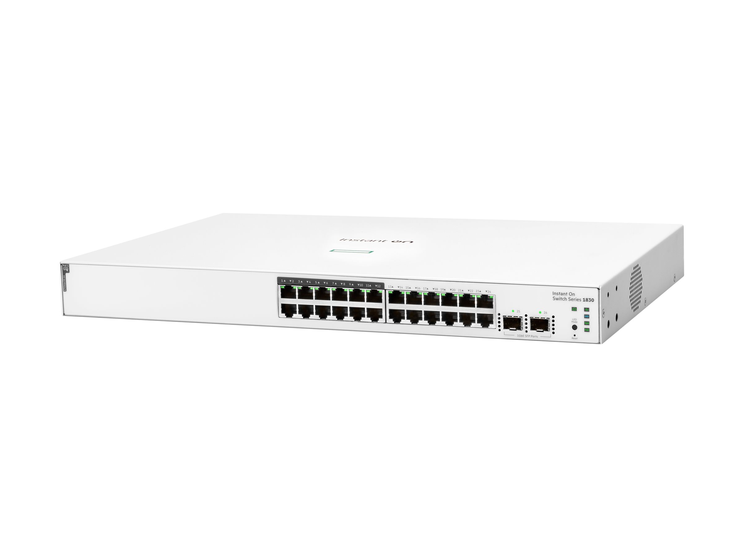 HPE Networking Instant On 1830 24G 12p Class4 PoE 2SFP 195W Switch - switch - 24 ports - smart - rack-mountable