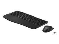 HP 685 - Sæt med mus og tastatur - dual mode, 3-zone layout, multi-enhed, 23 programmerbare taster, OS Auto-Detection, lavprofil tastetryk - full size - trådløs - 2.4 GHz, Bluetooth - Pan Nordic - sort - Smart Buy