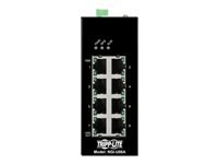 Tripp Lite 8-Port Unmanaged Industrial Gigabit Ethernet Switch - 10/100/1000 Mbps, Ruggedized, -40° to 75°C, EIP QoS, DIN Mount