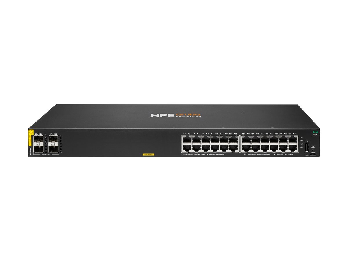 HPE Aruba Networking CX 6000 24p 10M/100M/1G Class4 PoE 4p SFP 1G 370W Switch - přepínač - 24 porty - řízený - Lze montovat do rozvaděče – foto 2