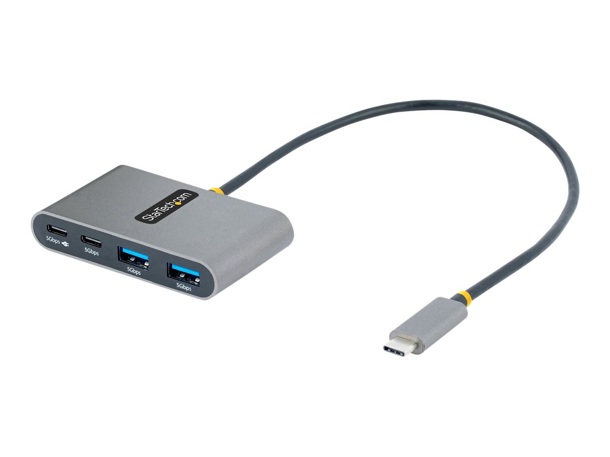 StarTech.com 4-Port USB-C Hub with 100W Power Delivery Pass-Through Charging, 2x USB-A + 2x USB-C, 5Gbps, USBC Hub w/ 1ft (30cm) Long Cable, Portable Laptop USB Type-C to USB-A/C Hub