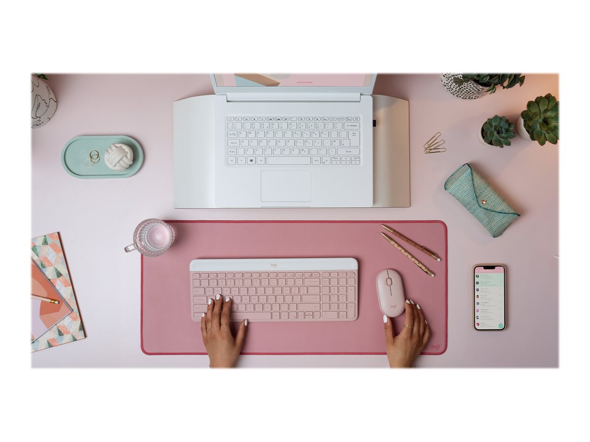 Logitech Slim Wireless Combo MK470 keyboard and mouse set QWERTY English rose Input Usage / lifestyle Top 72460