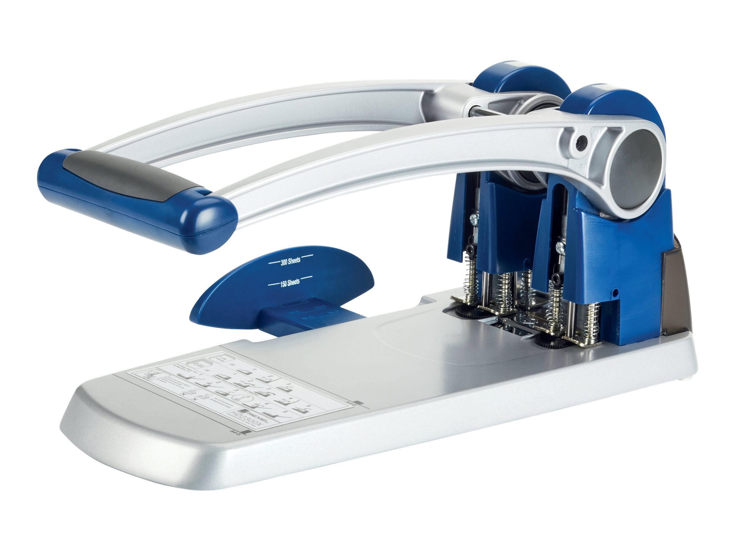 Rexel Hd2300x Hole Punch 300 Sheets 2 Holes Metal Blue Silver