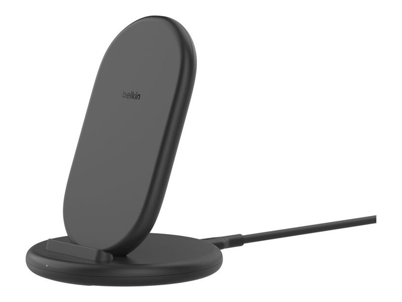 Belkin BoostCharge wireless charging stand + AC power adapter 15 Product shot Right-angle 79550