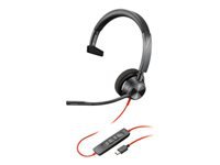 Poly Blackwire 3310 - Blackwire 3300 series - headset - on-ear - wired - active noise canceling - USB-C - black