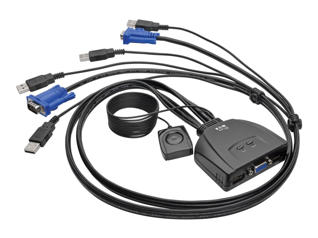 Tripp Lite 2-Port USB/VGA Cable KVM Switch with Cables and USB Peripheral Sharing