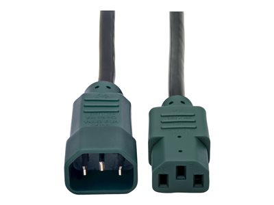 Tripp Lite 4ft Computer Power Cord Extension Cable C14 to C13 Green 10A 18AWG 4'