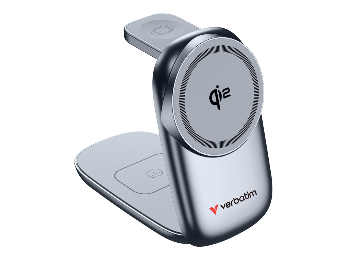 Verbatim wireless charging stand 3-in-1 22.5 Product shot Left-angle 79750
