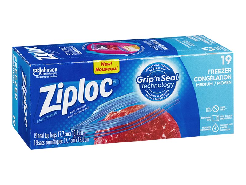 Ziploc Double Zip Freezer Bags - Medium - 19's