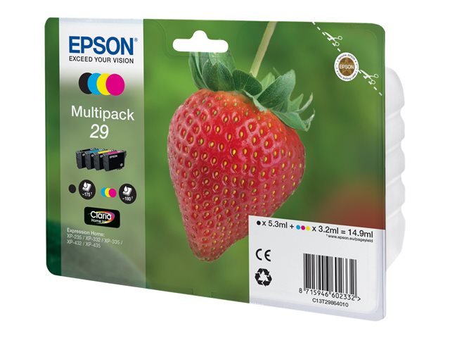 Epson 29 Multipack 4 Pack Black Yellow Cyan Magenta Original Ink Cartridge