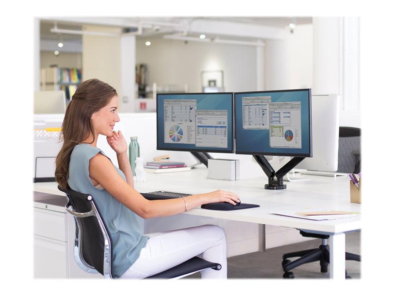 Bras Porte-Écrans Fellowes Platinum Double - Pour 2 Moniteurs Jusqu'à 32" | Réglage Hauteur Et Pivot | Ports USB Intégrés