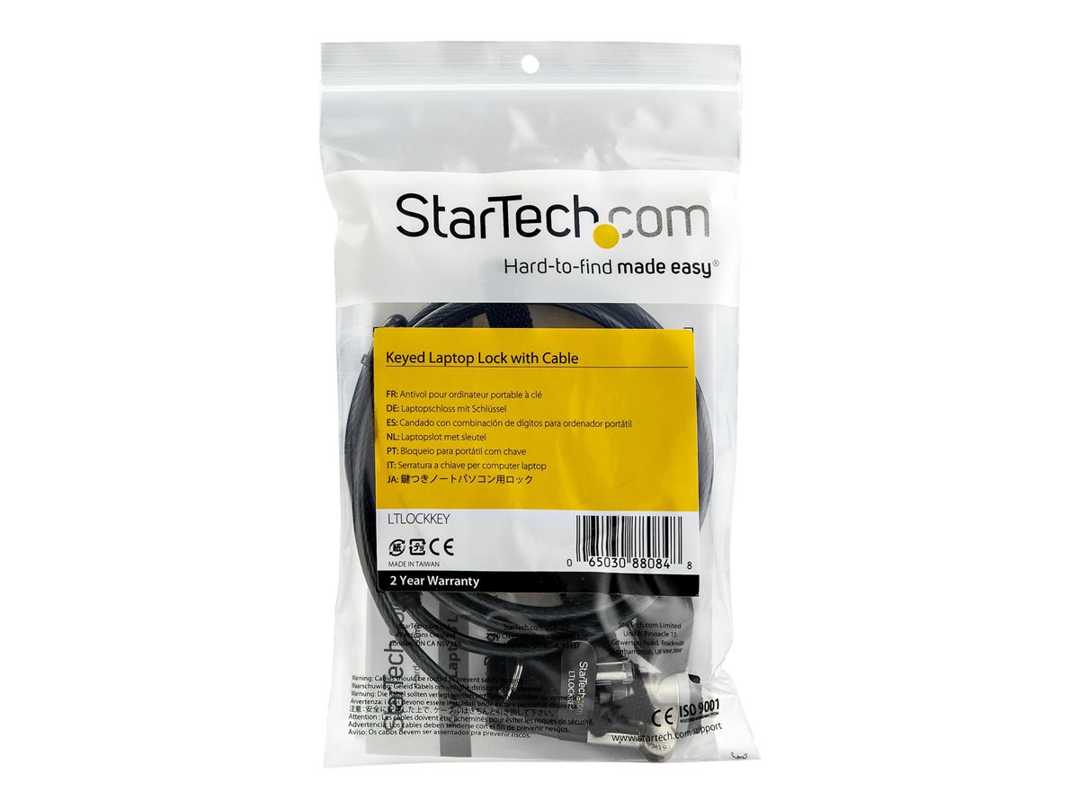 StarTech.com 6ft (2m) Laptop Cable Lock with Keys, Keyed Security Cable Lock for Compatible K-Slot Laptops, Desktops, Computers & Other Devices, Anti-Theft Vinyl Coated Steel Cable Lock - 6 ft Keyed Cable Lock (LTLOCKKEY) - bezpečnostní kabelový zámek – foto 3