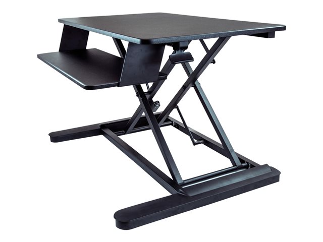 Image of StarTech.com Sit Stand Desk Converter with Keyboard Tray, Large 35" x 21" Surface, Height Adjustable Ergonomic Desktop/Tabletop Standing Workstation Desk, Holds 2 Monitors, Pre-Assembled - Ergonomic Standing Desk (ARMSTSLG) - standing desk converter - rec