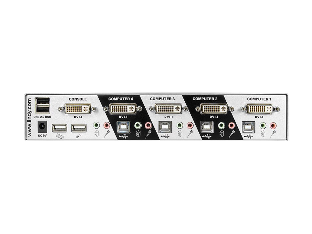 Switch KVM DVI-I Single Link, USB 2.0 & audio, 4 ports