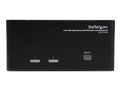 StarTech.com Switch commutateur KVM triple affichage DVI a 2 ports avec  audio et hub USB 2.0 - Commutateur ecran-clavier-souris/audio/USB - 2 x KVM  / audio / USB - 1 utilisateur local 