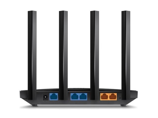TP-Link Omada ER605W V1 wireless router Wi-Fi 6 desktop Product shot Back 78400