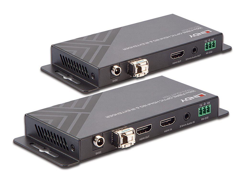 An image of LINDY Fibre Optic HDMI 2.0 18G & IR Extender - video/audio extender - HDMI