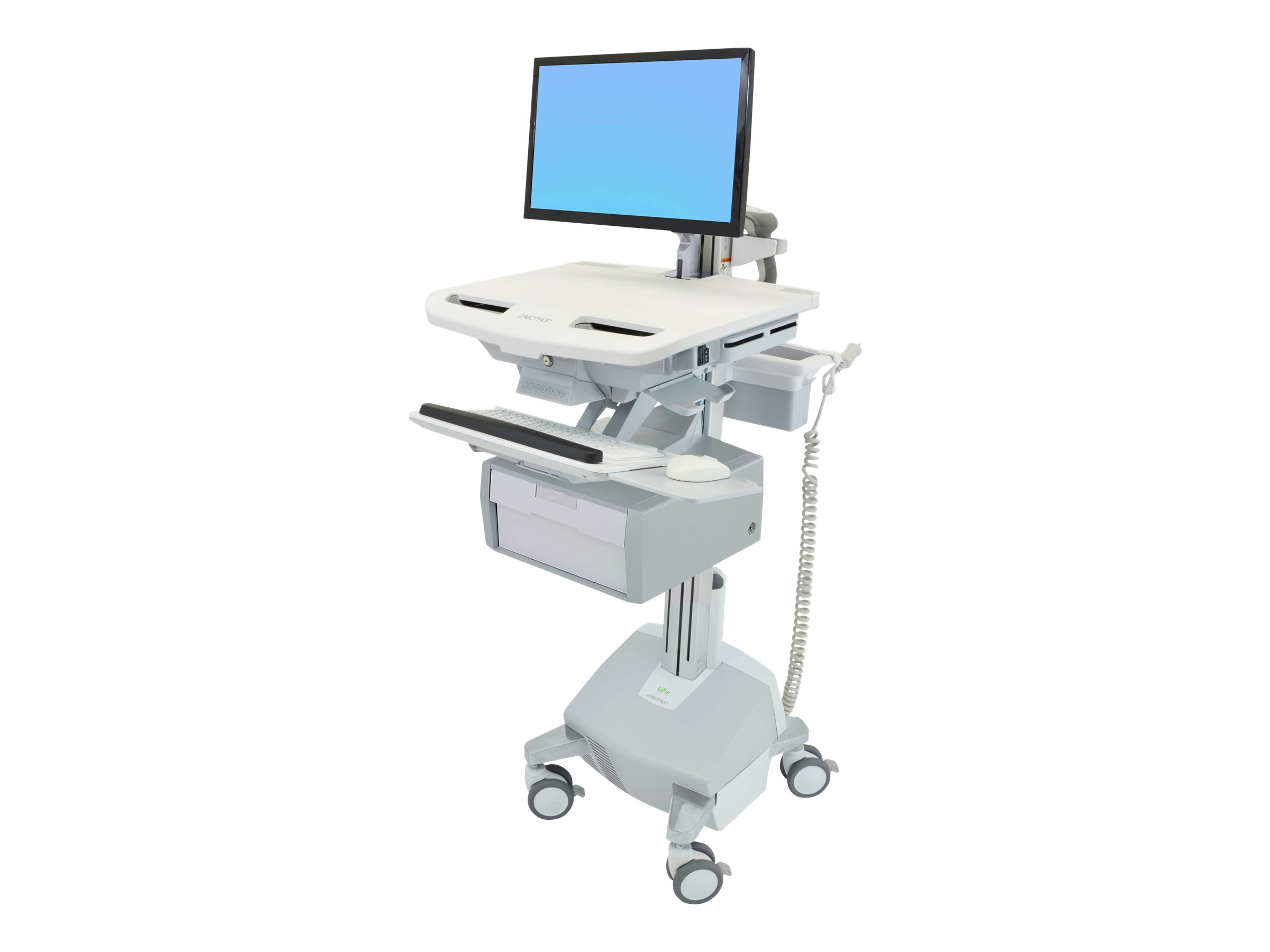 Ergotron StyleView Electric Lift Cart with LCD Arm, LiFe Powered, 1 Tall Drawer (1x1)