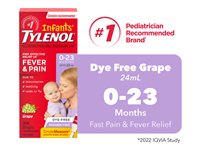 Tylenol* Infants Fever &amp; Pain Relief Concentrated Drops - Dye Free Grape - 24ml