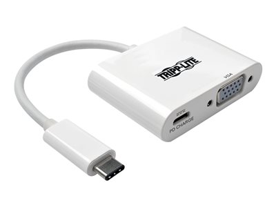 Tripp Lite USB C to VGA Video Adapter Converter w/ USB-C PD Charging Port, USB Type C to VGA, USB Type-C 6in