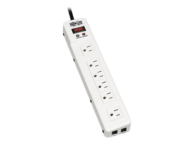 Tripp Lite Surge Protector Power Strip 120V RJ11 RT Angle 6 Outlet Metal 15' Crd
