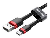 Baseus Cafule USB 2.0 USB Type-C kabel 1m Sort Rød