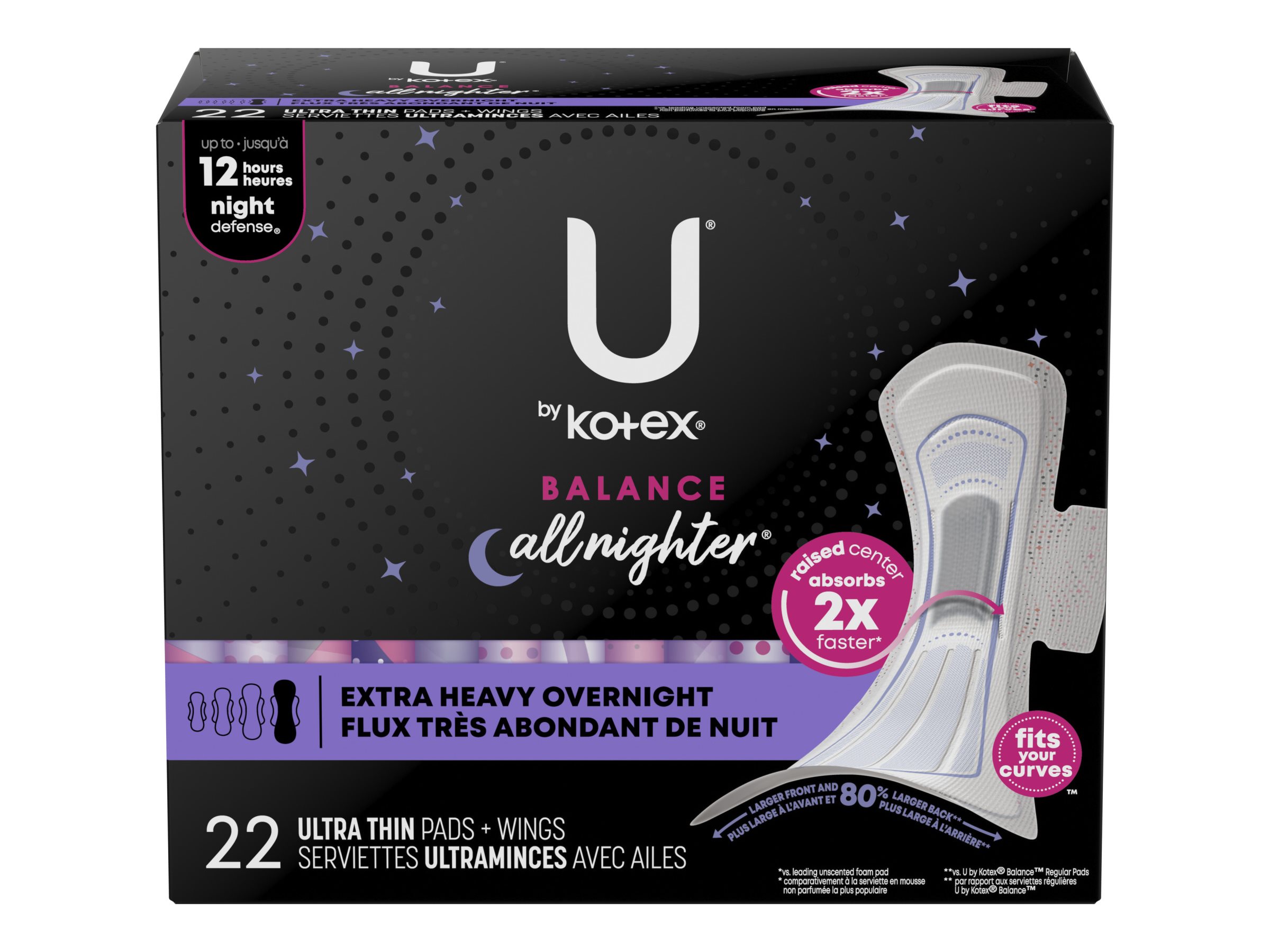 U by Kotex Balance Ultra Thin Sanitary Pad - Extra Heavy Overnight - 22 Count