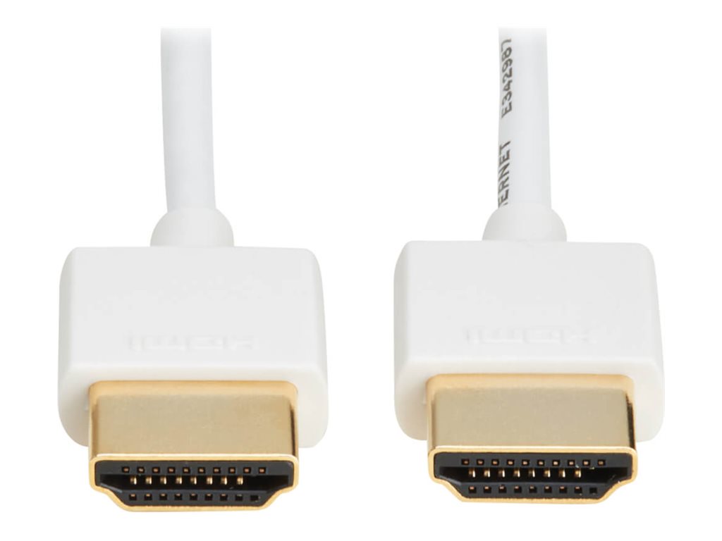 Eaton Tripp Lite Series Slim High-Speed HDMI Cable w Ethernet and Digital Video/Audio UHD 4K 60Hz MM White 3ft