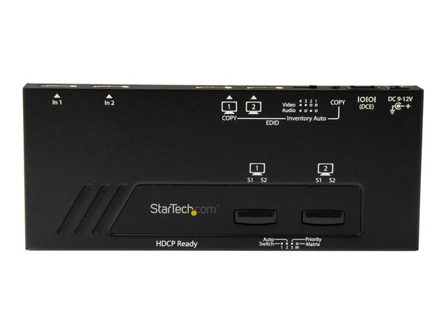 StarTech.com 2x2 HDMI Matrix Switcher - 4K UltraHD HDMI Switch with Fast Switching, Auto-Sensing and Serial Control (VS222HD4K) - Video/audio switch - 2 x HDMI - desktop