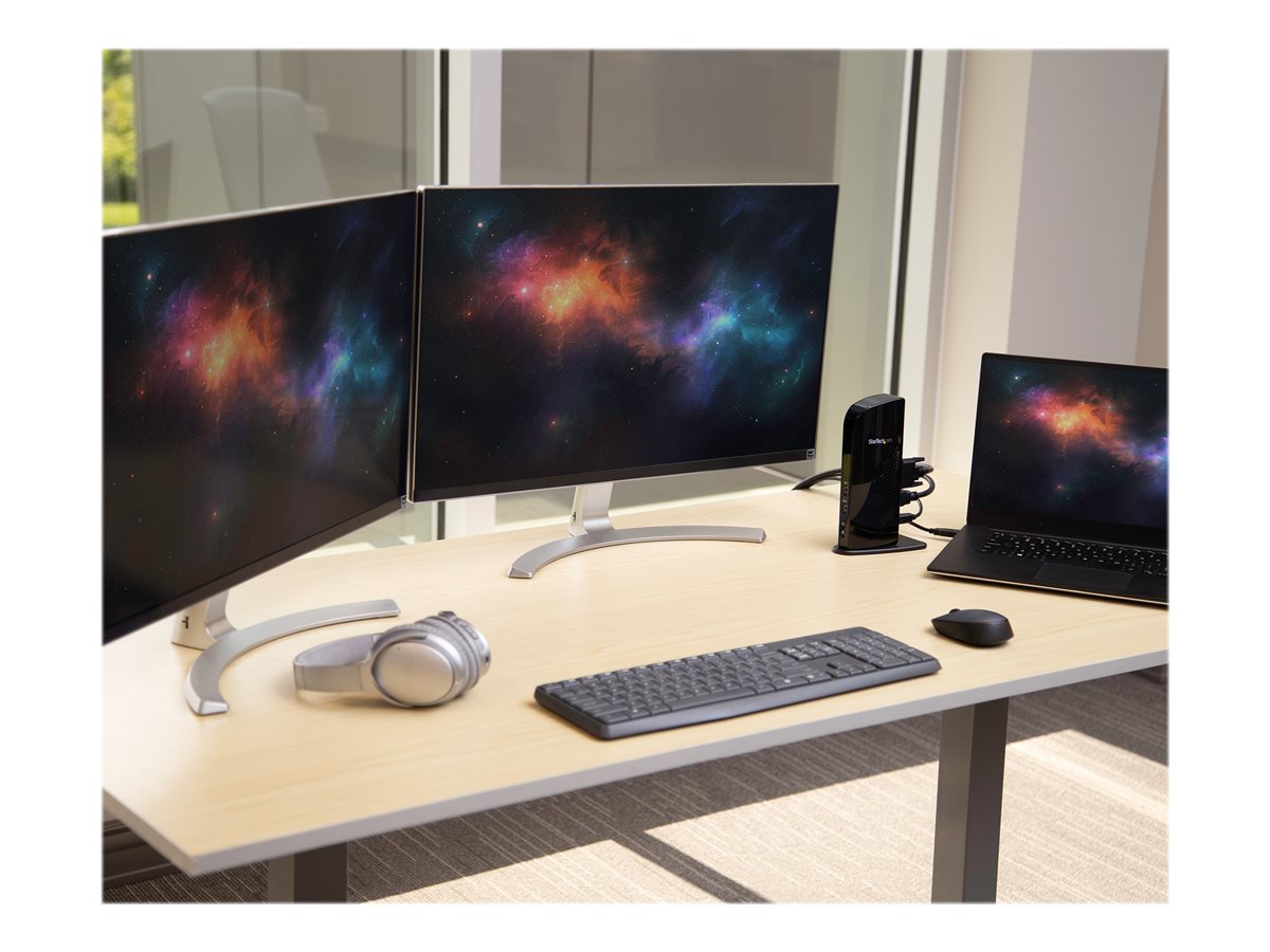 StarTech.com Dual Monitor USB 3.0 Laptop Docking Station with HDMI/DVI/VGA & 6xUSB Ports - Universal USB Dock for Mac & Windows - Black (USB3SDOCKHD) - dokovací stanice - USB - 1GbE – foto 6