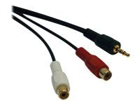 Eaton Tripp Lite Series 3.5 mm Mini Stereo to RCA Audio Y Splitter Adapter Cable (M/2xF), 6 in. (15.2 cm)