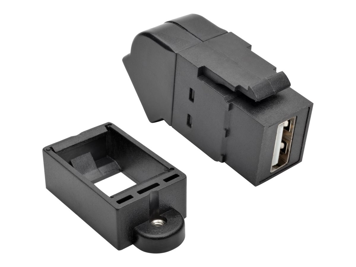 Eaton Tripp Lite Series USB 2.0 Keystone Panel Mount Coupler All-in-One Angled F/F Black