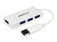 StarTech.com Hub USB 3.0 à 4 ports avec câble intégré - Concentrateur USB SuperSpeed portable - Mini hub USB3 - Blanc