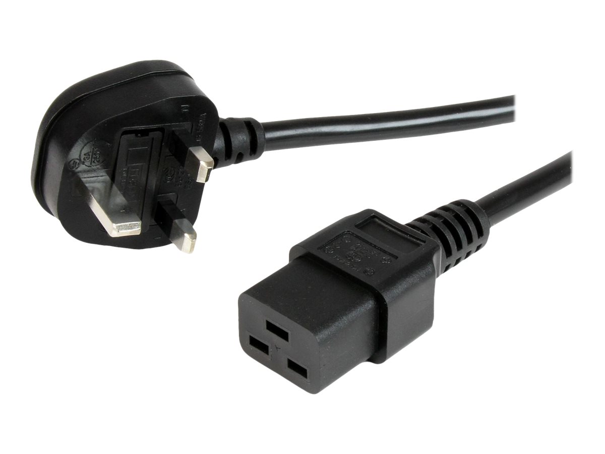 Startechcom 6ft 2m Uk Computer Power Cable 16awg Bs 1363 To C19 Power Cord 13a 250v Black Replacement Ac Power Cord Tv Monitor Power Cable Bs 1363 To Iec 60320 C19 For Pc Network Equipment Power Cable Iec 60320 C19 To Bs 1363 2 M