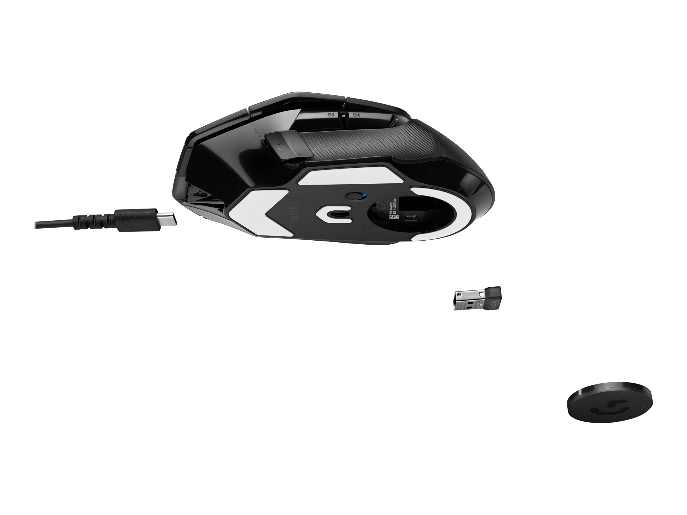 Logitech G G502 X mouse USB Product shot Bottom 75701