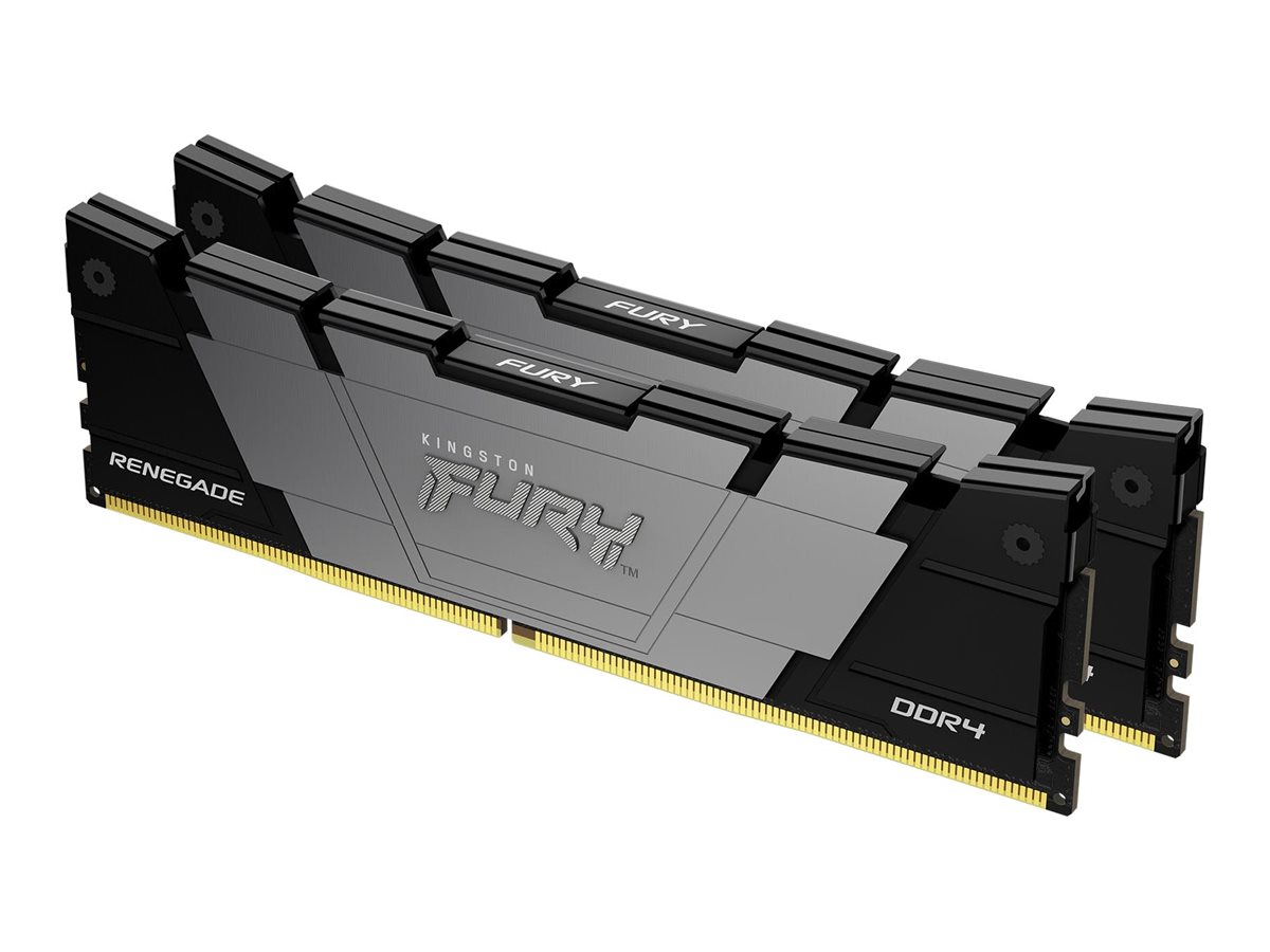 Kingston FURY Renegade DDR4 kit 32 GB: 2 x 16 GB DIMM 288-pin / PC4-32000 Product shot Right-angle 79850