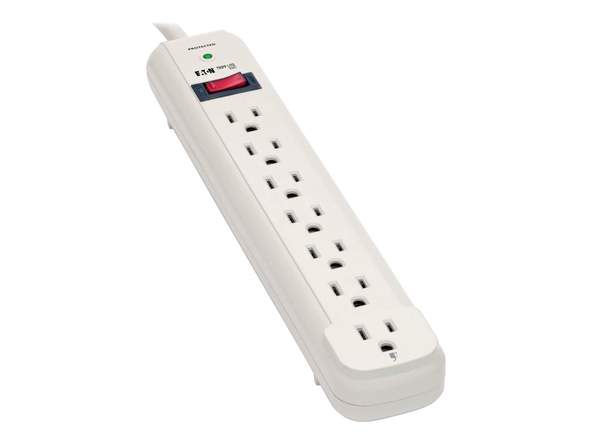 Tripp Lite Protect It! 7-Outlet Surge Protector, 25 ft. Cord, 1080 Joules, Diagnostic LED, Light Gray Housing