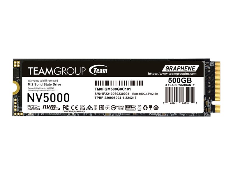 Team Group NV5000 SSD 500 GB PCIe 4.0 x4 Product shot Front 79500