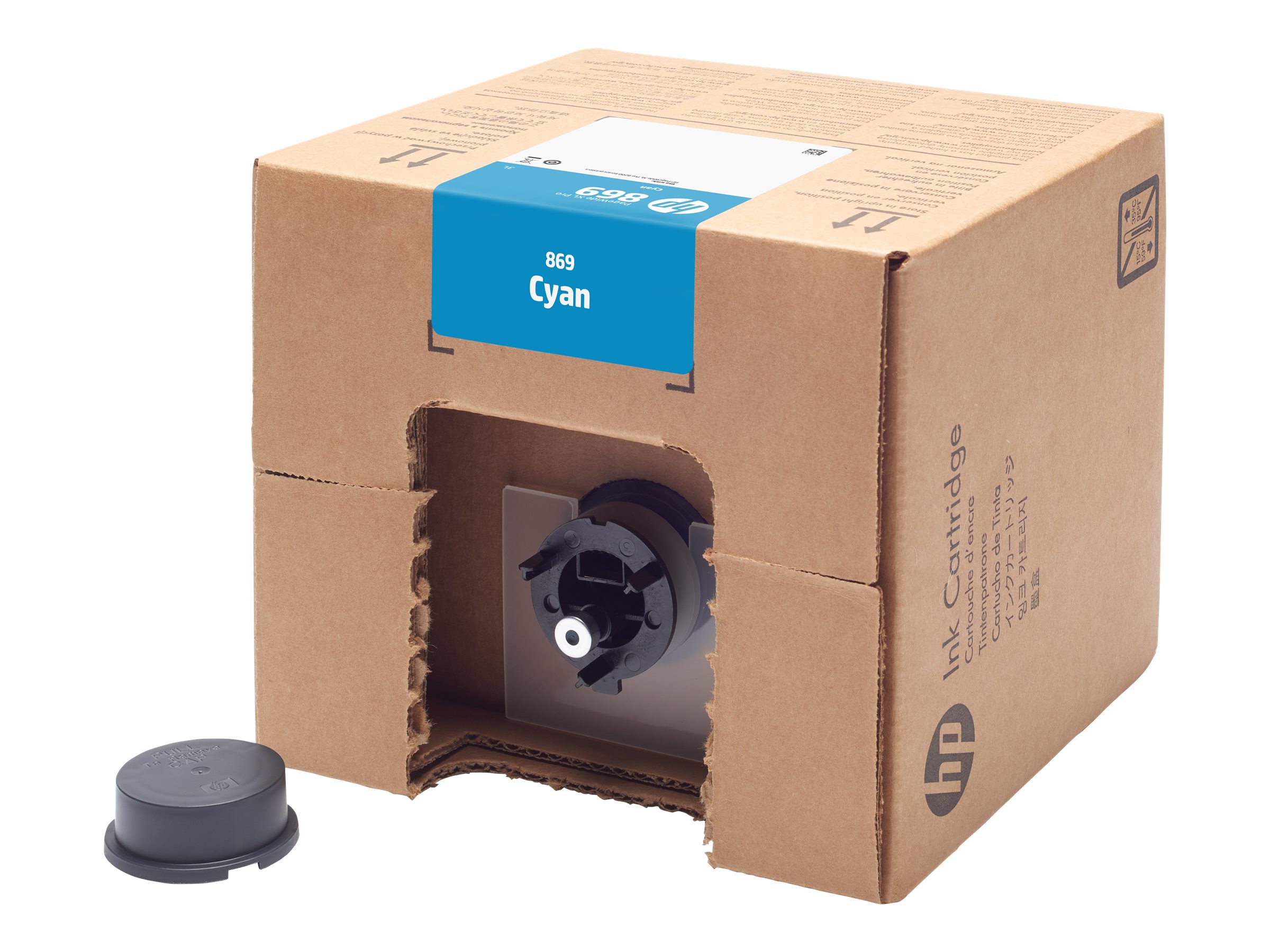 HP 869B cyan original PageWide XL Pro ink Package view Right-angle 80044