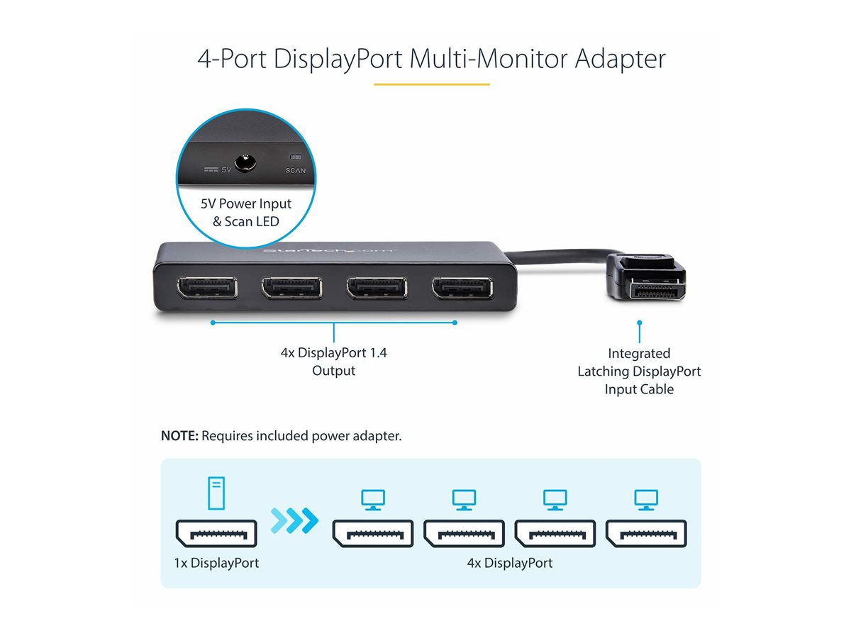 StarTech.com 4-Port Multi Monitor Adapter, DisplayPort 1.2 MST Hub, 4x 1080p, Video Splitter for Extended Desktop Mode on Windows PCs Only, DP to Quad DP Monitors MST Hub - DP Multi Stream Transport Hub (MSTDP124DP) - separátor video - 4 porty – foto 7