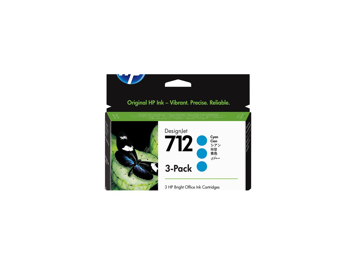 HP 712 3-Pack 29-ml Cyan DesignJet Ink