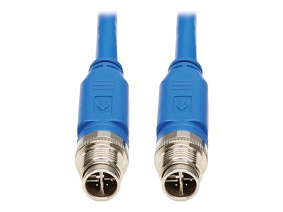 Eaton Tripp Lite Series M12 X-Code Cat6 1G UTP CMR-LP Ethernet Cable (M/M), IP68, PoE, Blue, 10 m (32.8 ft.)