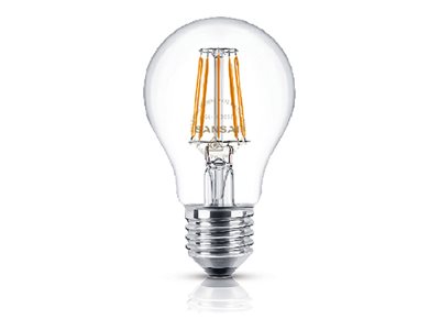 Sansai LED filament light bulb shape: A60 E27 8 W warm white light 2200 Product shot Front 79200