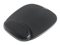 Gel keyboard mouse rest distributes wrist pressure throughout the super soft gel for more comfortable mouse use. Non-slip base keeps pad in place. Black.