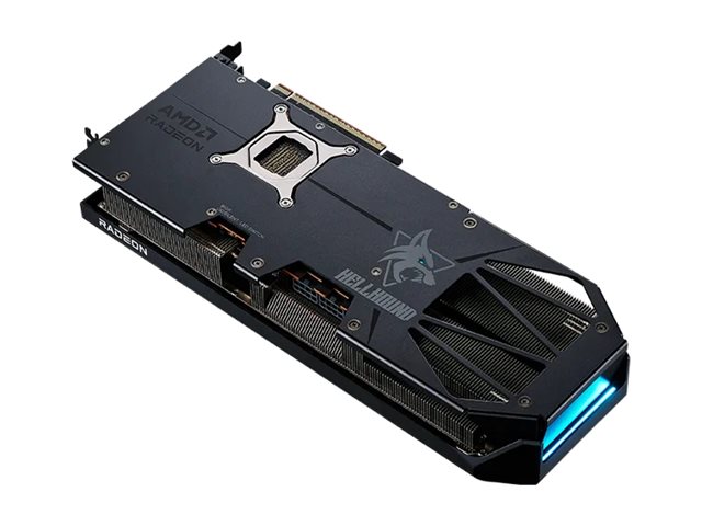 PowerColor Hellhound Radeon RX 9070 XT graphics card Radeon RX 9070 XT 16 Product shot Back 78400