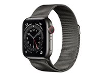 Apple Watch Series 6 (GPS + Cellular) - grafit rostfritt stål - smart klocka med milanesisk loop - grafit - 32 GB
