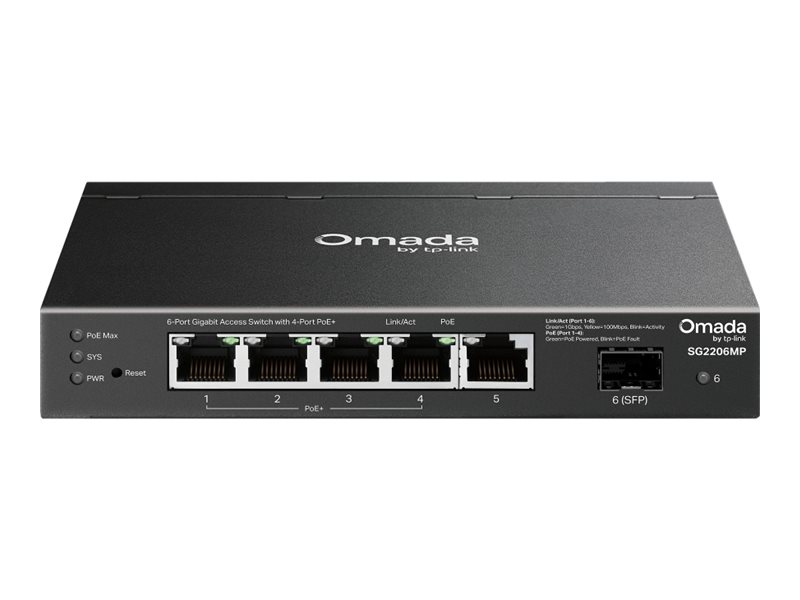 TP-Link Omada SG2206MP V1 switch 6 ports Product shot Front 79500