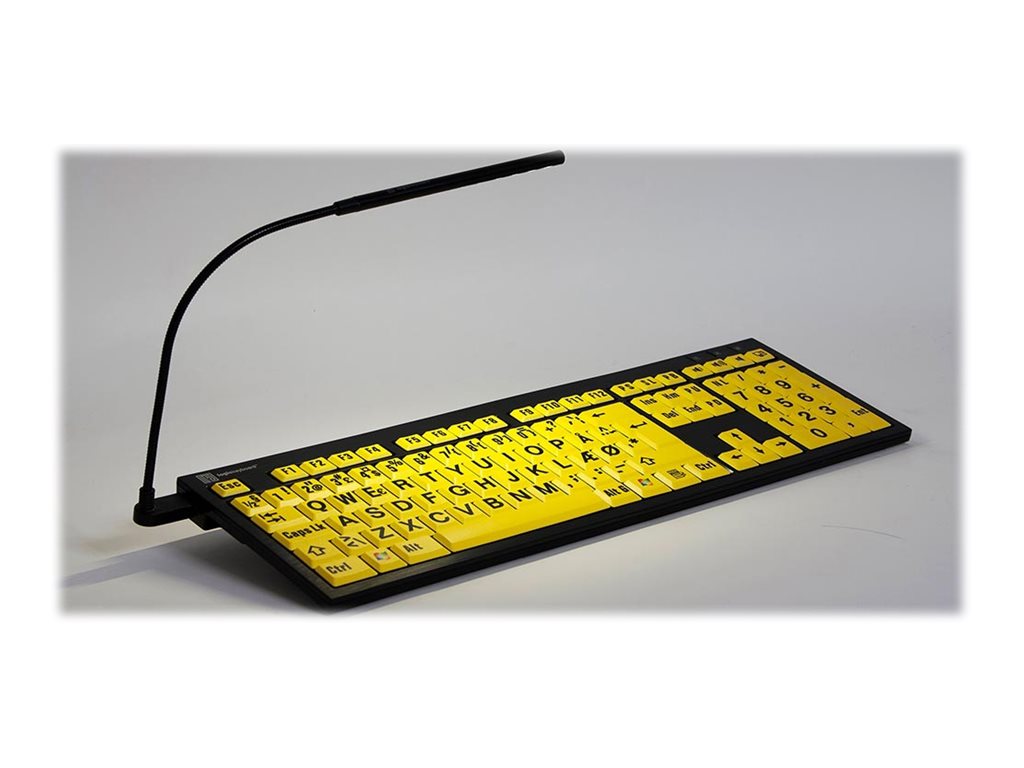 An image of LogicKeyboard Largeprint - keyboard - mini, Mac - QWERTY - UK - black on yellow Input Device